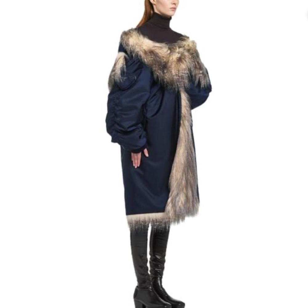 Re-Nylon Faux Fur-Trimmed Coat
